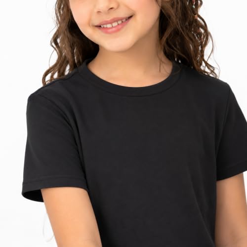 Image of Kids Round Neck Girls Tshirt | Short Sleeves | Natural Organic 100% Cotton Soft Comfortable Fabric | Plain Color Original Branded Half Sleeve | School t-Shirt for Girl Kid | Sleepwear Everyday Casual