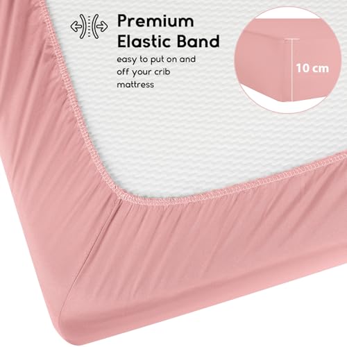 Yoofoss 2-pk Baby Spannbettlaken Spannbetttücher 50x90cm (Rosa+Liebe) – Ansicht 5