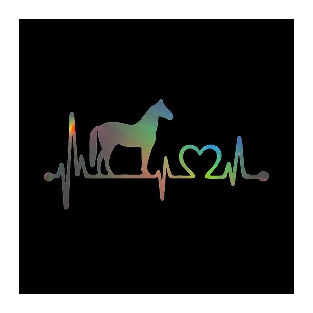 Horse Heartbeat Vinyl Decal Car Sticker Waterproof Auto Decors On Body Bumper Rear Window Laptop(Laser,33x16cm)
