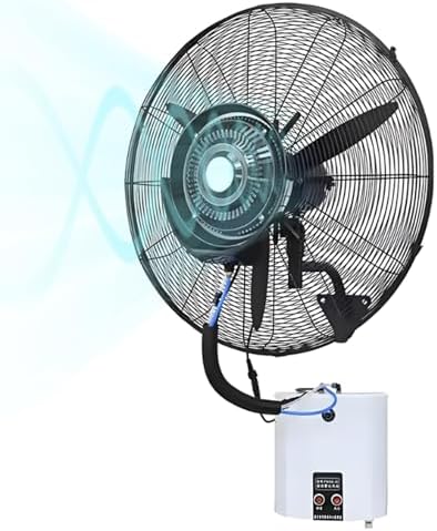 26in Oscillating Wall Mounted Misting Fan, 3-Speed Industrial Patio Fan with Powerful Motor, 90° Oscillation for Outdoor, Garage, Warehouse - Ideal for Cooling and Comfort