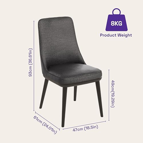 Image of Wakefit Kova Dining Chair - Charcoal Grey