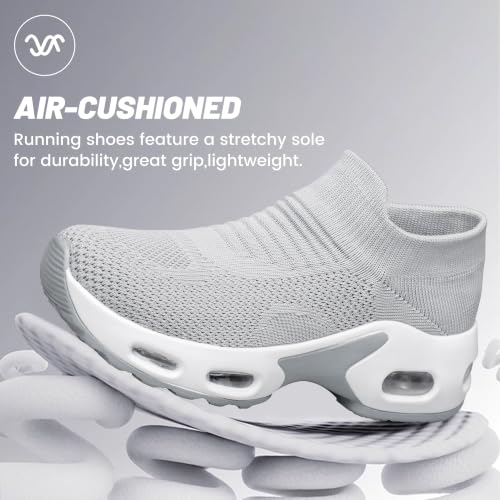 Image of YHOON Women's Walking Shoes Slip-On - Comfortable Work Shoes for Standing All Day, Breathable Air Cushion Nursing Sneakers
