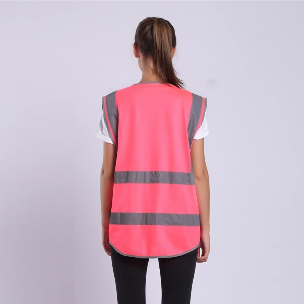 Warnweste Sicherheitsweste, 360°-High-Vis-Streifen, reflektierender Anzug mit Taschen und Reißverschluss, reflektierende Weste für Damen, reflektierende Sicherheitswesten Atmungsaktiv