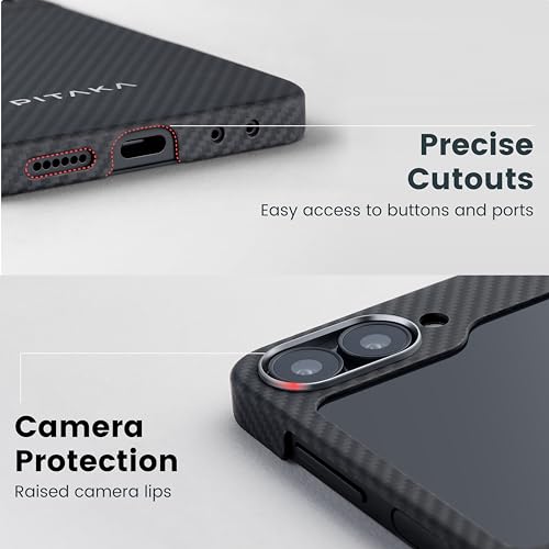 Pitaka For Z Flip 6 Case, Slim & Light Magnetic Galaxy Z Flip 6 Case With A Case-Less Touch Feeling, 600D Aramid Fiber Made [Magez Case 5 thumb #5
