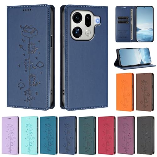Étui Oppo Reno 14 Pro 5G en cuir vert foncé avec portefeuille chat et fermeture - 2