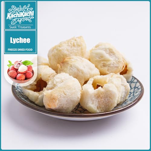 KachiKachi Freeze-Dried Lychee Fruit Snack - 20g-Pack, Only Lychees | No Sugar Added | Freeze Dried Crispy Fruit Chips for Home Office Party Hiking (1-Pack, Lychee)