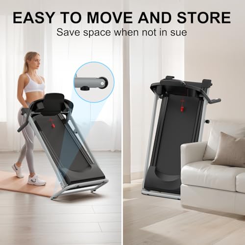Image of Folding Treadmill with Incline, 2.5HP Portable Treadmill for Home, 250LBS Capacity, MP3 Electric Foldable Running Machine with 12 Programs for Apartment Workout