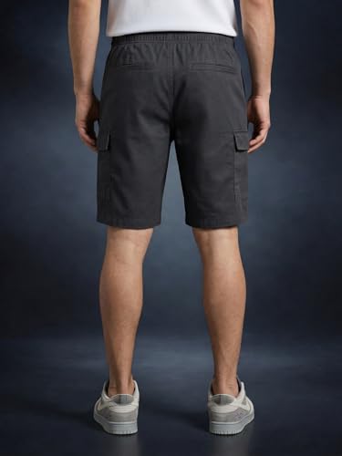 Image of Veirdo Men Twill Woven Cargo Shorts Lightweight Summer & Outdoor Wear Drawstring Waist Multi Pocket Design Adjustable Fit Comfortable, (S to 2XL)