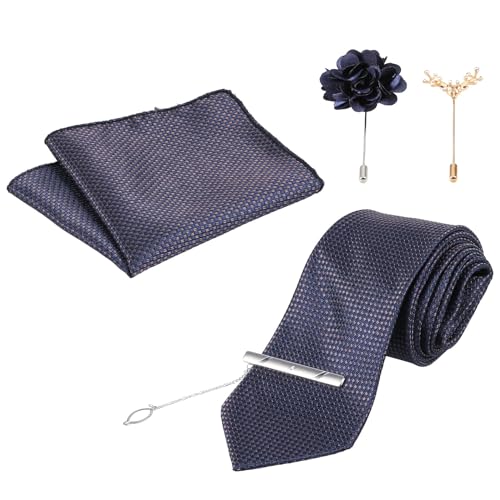 Set de corbata y pañuelo para hombre con broche y pin