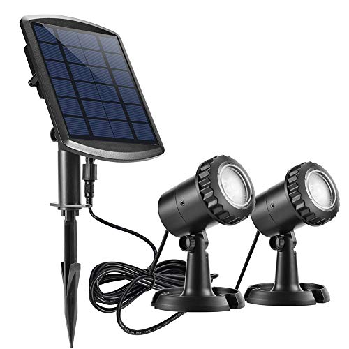 Preisvergleich Produktbild Ankway Solarstrahler Unterwasserstrahler LED Teichbeleuchtung((2 Stück), IP68 Solarspots Wasserdicht Solar Spotlight Licht Sensor für Garten, Hof, Wand und Boden (Weiß)