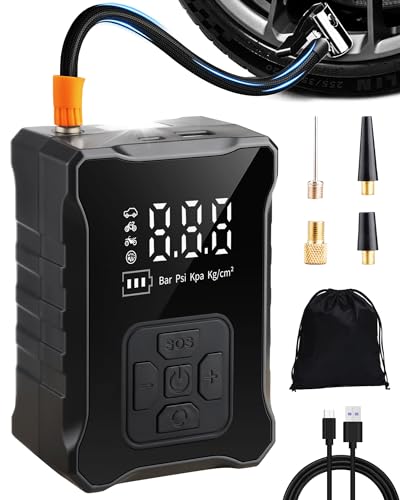 Mini Compresor Aire, 4000mAh Inflador Electrico Portatil 150PSI Bomba de Inflador e Hinchador para Coche, Motos, Bicicletas, Anillo de Natación, Patinete y Balones