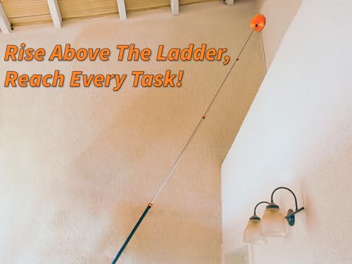 30 Foot High Reach Duster Kit with 5-24 ft Extension Pole // High Ceiling Dusting and Window Cleaning Kit with Telescopic Pole // Window Washer & Squeegee, Cobweb Duster, Fan Blade and Feather Duster