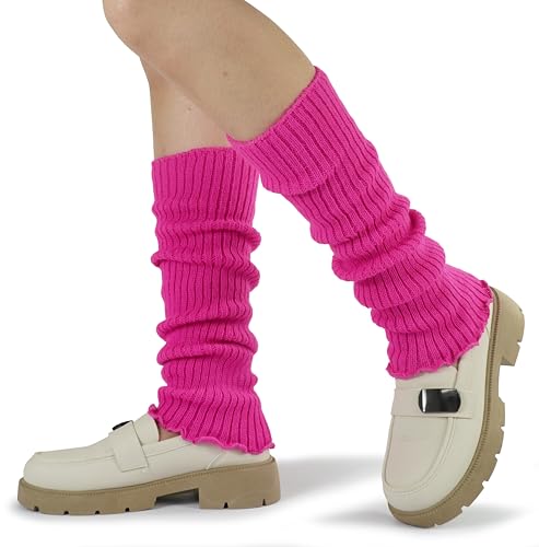 Image of BomKinta Leg Warmers for Women - Soft Fashion Knit Calf Accessories Gifts - Cute 80s Ruffle Leg Sleeves for Party Yoga