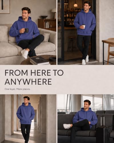 Image of NOBERO Oversized Solid Hooded Sweatshirt for Men | Oversized Hoodie for Men | Hooded Pullover | Cotton Rich Printed Hoodie 280 GSM Fleece