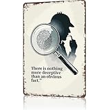 Vintage Metal Sign Detective With Magnifying Glass And Fingerprint-Funny Wall Art Tin Signs Poster For Home Room Bedroom Man Cave Office Decor 8x12inch