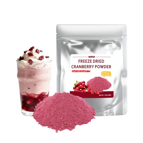 Fraunitsh Freeze Dried Cranberry Powder 1.76oz/50g Natural Cranberries Fruit Berry Powder for Baking Smoothies Drinks Flavoring Desserts No Sugar Added (1.76oz)