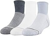 Under Armour Youth Phenom Quarter Socks, 3-Pairs , Mod Gray Assorted , Small
