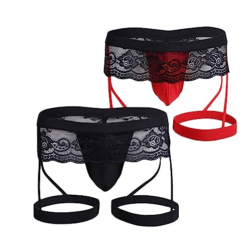 SINMIUANIME Men's lace Anime Panties Three Point Underwear Sheer Mesh Bikini Briefs T-back G-string Panty Sexy4