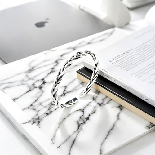 WEISHINA 999 Sterling Silver 26g Braided Cuff Bangle Bracelet - Hypoallergenic Jewelry for Men & Women3