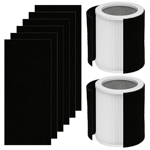 CHAMONNY H-HF400-VP Filter Replacement, Compatible with Hunter H-HF400-VP, H-PF400 and Hunter HP400 Cylindrical Tower Air Purifier, 2 True HEPA Filters + 8 Pre-Carbon Filters