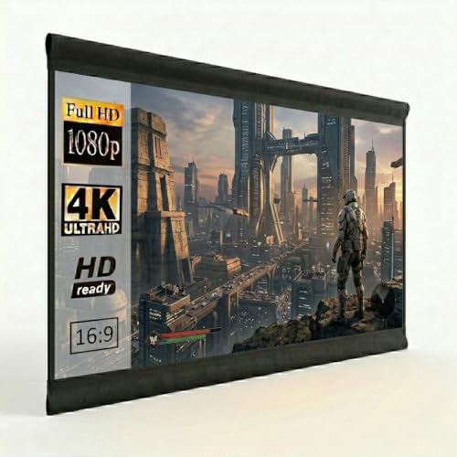 Image of TONZO Portable Fabric Projector Screen (Anti-Light) (Anti-Crease) Wrinkle-Free Ratio 100 Inch 16:9 Full HD 4k 3D Supported for Home Cinema, Theater, Indoor, Outdoor Movie-(5 Ft, (H) x 7Ft (W))