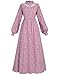 FCCAM Pioneer Colonial Costume for Women Floral Prairie Dress American Historical Modest Civil War Dress Pink XL