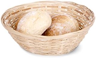 Wickerfield 10 Vintage Round Natural Bamboo Bread Basket (6 inch)
