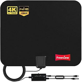 TV Aerial, Indoor TV Aerial, Digital TV Aerial Indoor 200+ Miles Long Range with Amplifier Signal Booster, Freeview 4K 1080P HD Aerial Indoor UK Support All TVs - 17ft Coax Cable