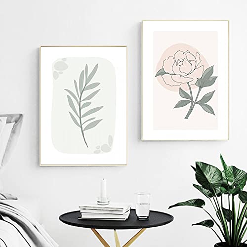 Affiche botanique fleur moderne et tableau abstrait feuille minimale 50x70cm