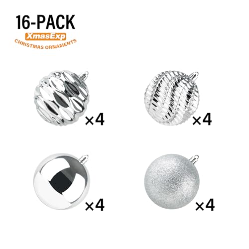 image for XmasExp 16ct Christmas Balls Ornaments - Shatterproof Large Hanging Ba