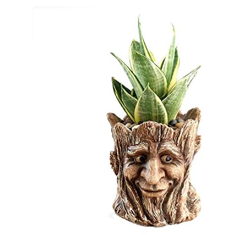 Youfui Indoor Plant Pots Resin Tree Man Planter Pen Holder with Drainage Hole Large Opening for 5.5 inches Plants Cover
