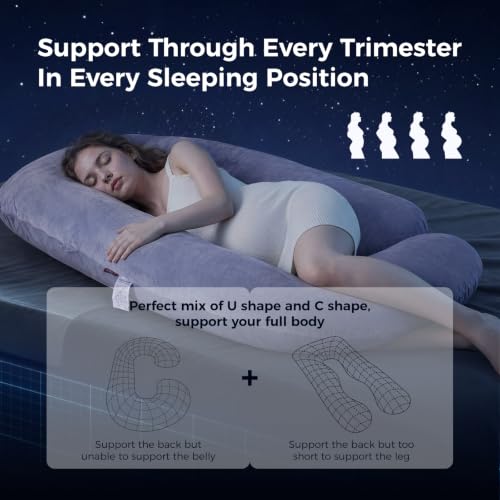Momcozy Pregnancy Pillow for Sleeping - U Shaped Full Body Maternity Pillow