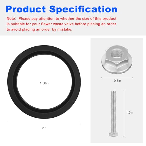 Image of T1001-9VP RV Waste Valve Seal Kit 1-1 /2 Inch Replacement Valterra Lasalle Bristol Grentec 1.5 inch Waste Valve Seals- Flexible Rubber RV Sewer Valve Seal Kit