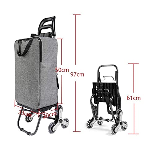 QUANLI Faltbarer Einkaufstrolley, tragbarer, faltbarer Einkaufswagen mit Gummirad und wasserdichter Tasche, robuster… – Bild 8