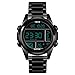 Produktbild TONSHEN Herren Digital Uhren Luxus Fashion Edelstahl Uhr LED Elektronik Outdoor Multifunktional Alarm Stoppuhr Casual Sportuhr (Schwarz)