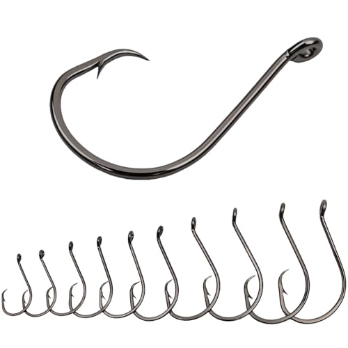 Fishfun 50Pcs Circle Hooks Super Sharp and Offset Catfish Octopus Circle Hooks for Saltwater and Freshwater Nickel Coated High Carbon Steel 1/0