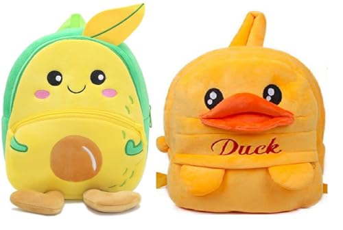 Image of blue tree Cute Boy's and Girl's Plush Bag Medium Quality Full Embroidery Designs Mini Travel Backpack Mango (Mango-Yellow Duck)
