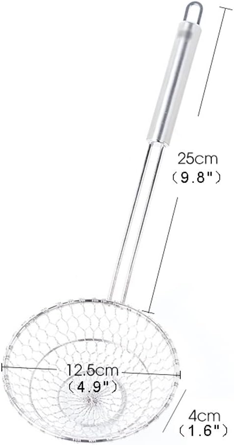 ENGENDER Strainer with Handle Kitchen Skimmer Pasta Strainer Stainless Steel, Small Colander 9.8"×4.9" inch Tools