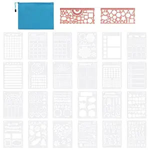 QWLWBU 27PCS Journals Stencils Supplies 5x7inch Planner Stencils DIY Drawing Templates Journaling Stencil Set Ultimate Productivity Stencils for Journaling(Size:5x7inch)