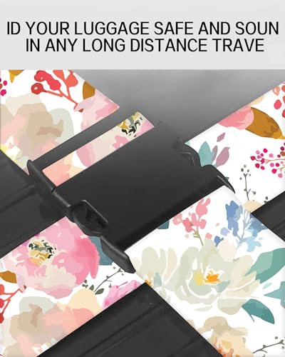 Image of Luggage Straps for Suitcases, Adjustable Travel Belt, Durable Wide Luggage Strap, Cute Suitcase Strap Identifiers with Buckle, Bag Straps for Luggage, Cute Pink Flowers