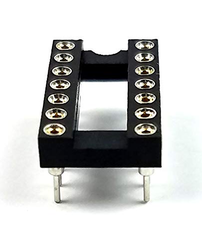 Juried EngineeringIC Sockets DIP-14 Machined Round Contact Pins Holes 2.54mm DIP14 DIP 14 (Pack of 10)