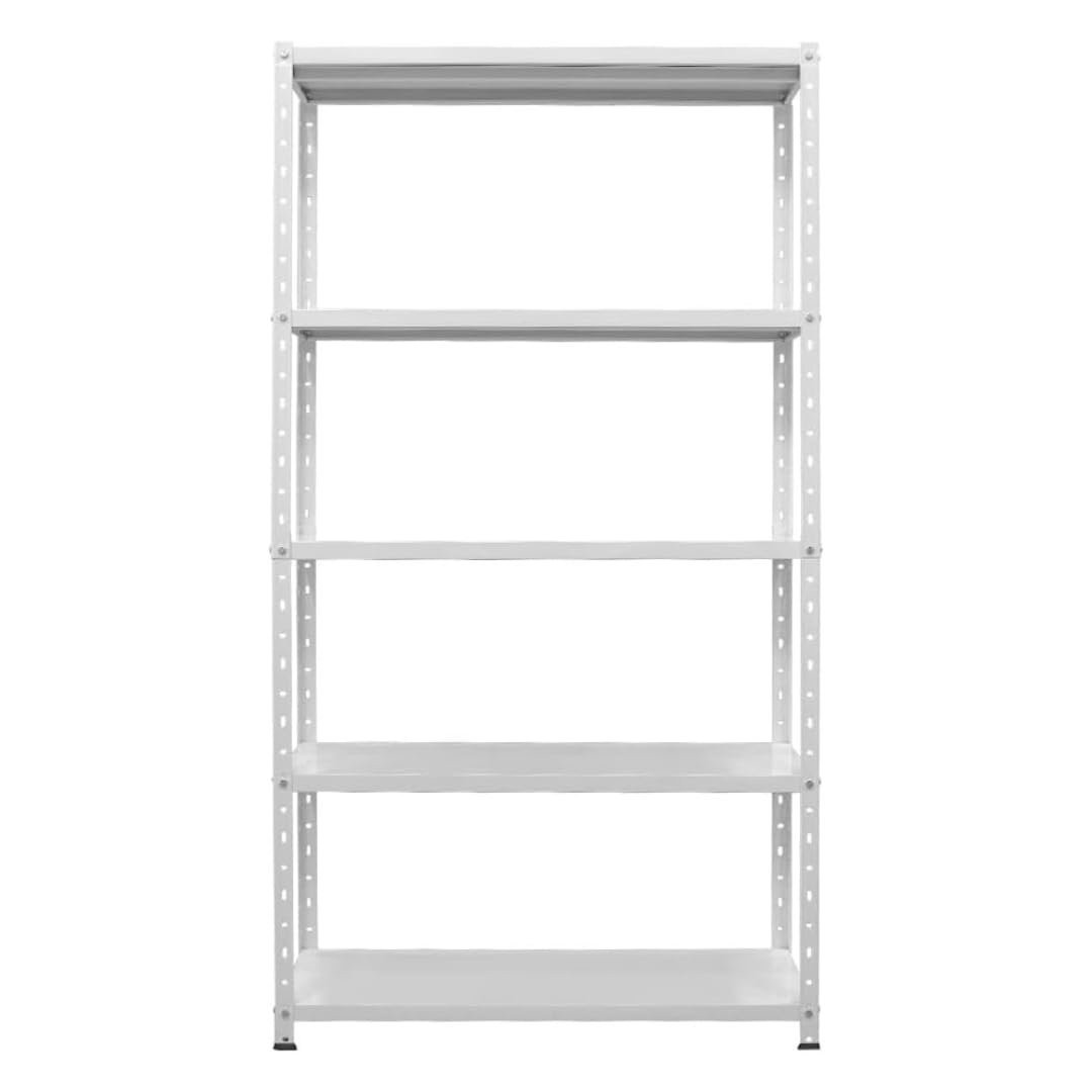 Scaffale in Metallo Verniciato Bianco - 5 Ripiani Regolabili – Dimensioni L100 x P40 cm x H188 - Capacità di Carico 250 kg - Ideale per Garage, Magazzino e Ufficio