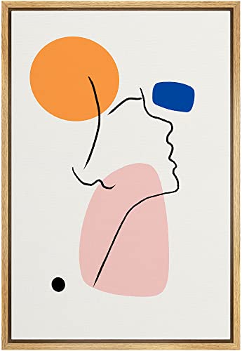 IDEA4WALL Framed Canvas Print Wall Art Mid-Century Line Art Face ...