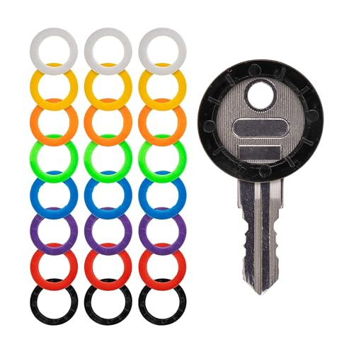 Anillas de identificación para llaves, 24 piezas, 8 colores, con símbolo táctil, para cabezas de llaves redondas y cuadradas de hasta 2,5 x 2 cm, tapas de llaves pequeñas