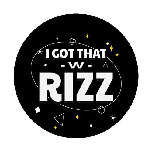 Ask Me About My Rizz I Got That W Rizz Funny Ironic Meme PopSockets Swappable PopGrip, Black - Image 3