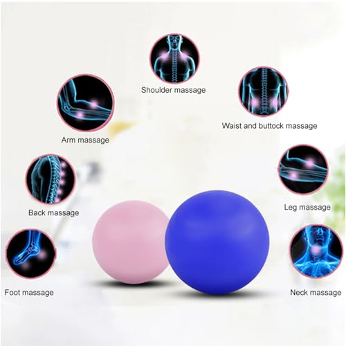 Image of WOVTE Massage Lacrosse Ball for Sore Muscles, Shoulders, Neck, Back, Foot, Body, Deep Tissue, Trigger Point, Muscle Knots, Yoga and Myofascial Release (Blue) (Royal Blue Pink)