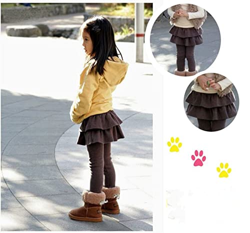 Little Girls Elastic Waist Fleece Lined Leggings with Ruffle Tutu Skirt4