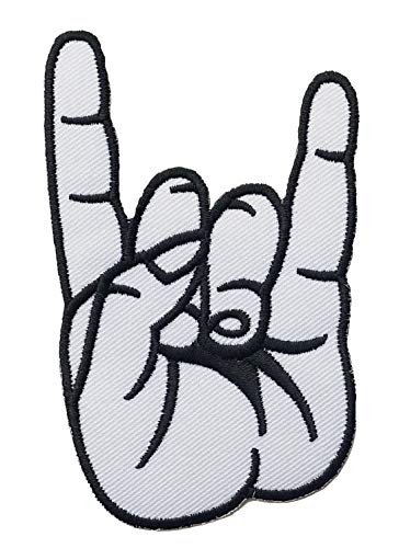 Graphic Dust Rock n Roll Hand Sign Iron on Embroidered Patch Symbol Music Rock Heavy Metal Freedom Pop Biker Motorcycle Finger Punk Rock Jacket Jean Rock and Roll