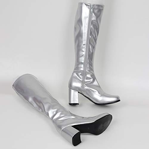 Image of JiaLuoWei GOGO Boots for Women, Knee High Boots, PU Leather Zip Ladies Party Dance Shoes