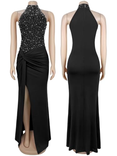 Image of Figdaw High Slit Sexy Evening Gowns Long Prom Dress for Women Formal Elegant